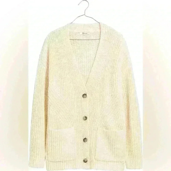 Madewell textured stitch, chunky knit button front cardigan sz MED. fall classic - Picture 1 of 12